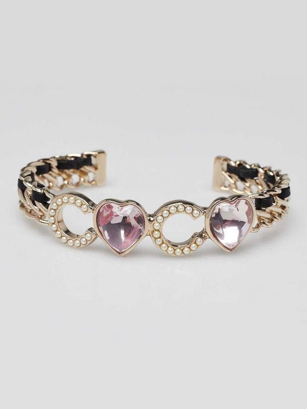 Chanel Goldtone Metal Chain Coco Crush Cuff Bracelet Size S